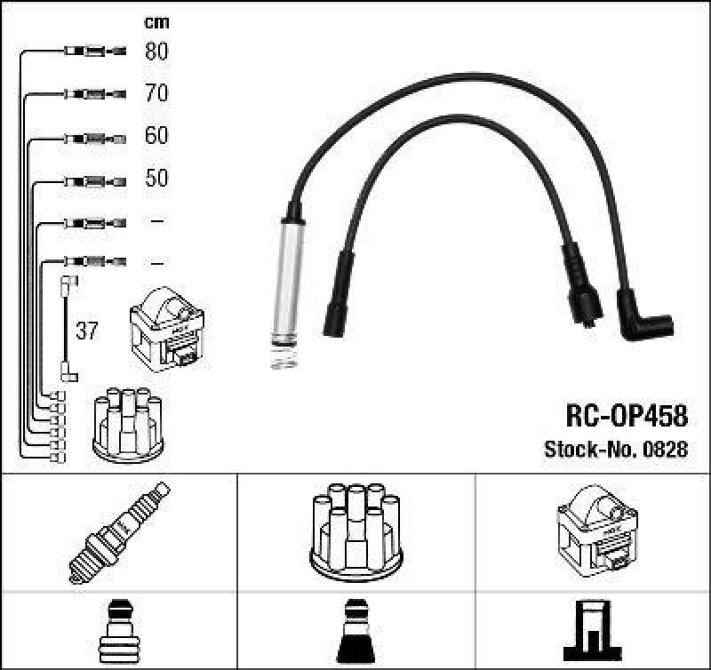 NGK 0828 Zündleitungssatz RC-OP458 |Zündkabel