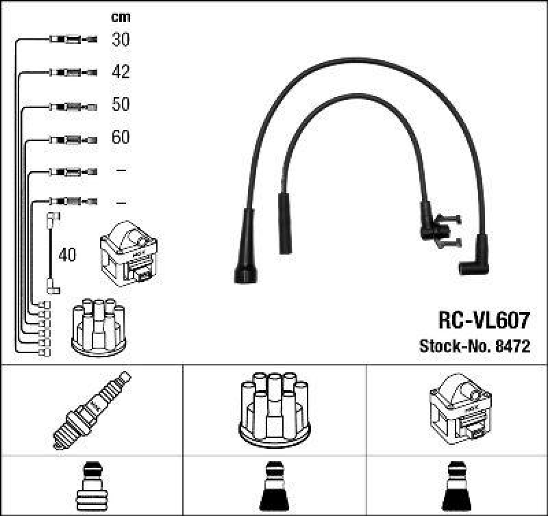 NGK 8472 Zündleitungssatz RC-VL607 |Zündkabel