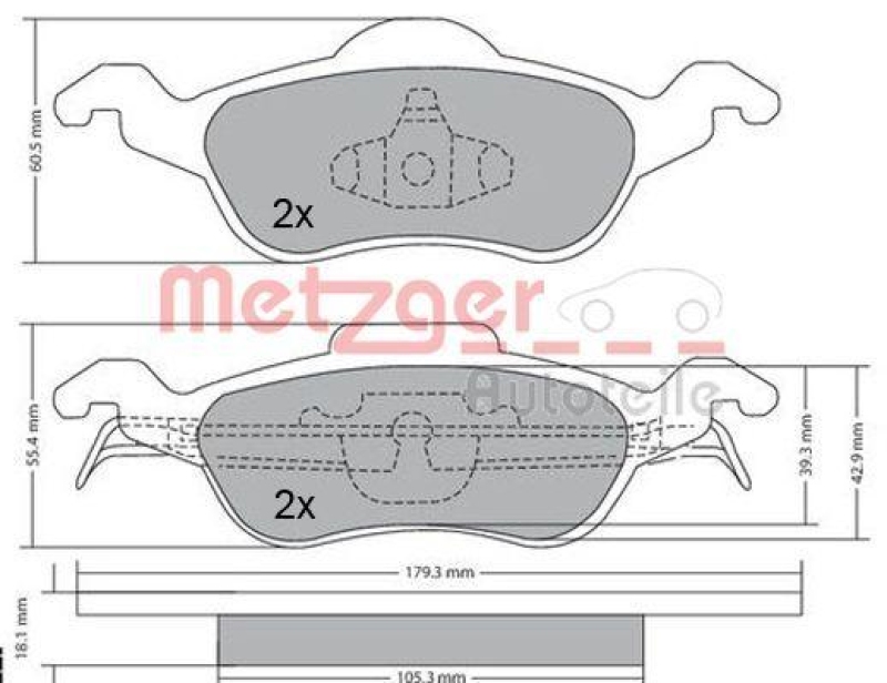 METZGER 1170038 Bremsbelagsatz, Scheibenbremse WVA 23 154