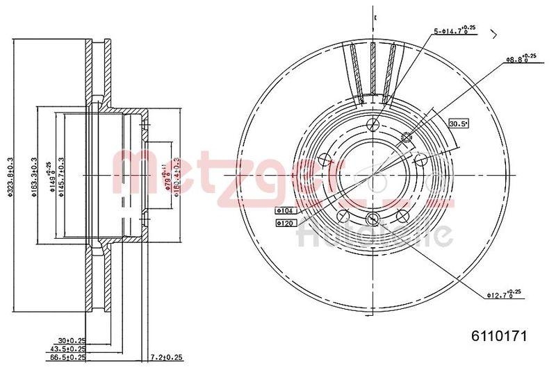 METZGER 6110171 Bremsscheibe Lack/Ks/Ms/Hc für BMW VA