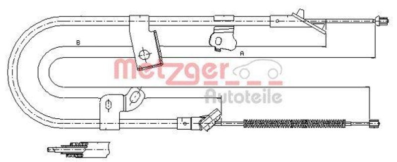 METZGER 17.1075 Seilzug, Feststellbremse für TOYOTA hinten rechts