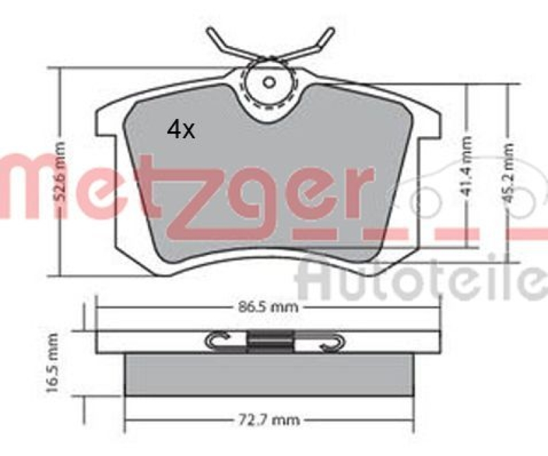 METZGER 1170039 Bremsbelagsatz, Scheibenbremse WVA 20 960