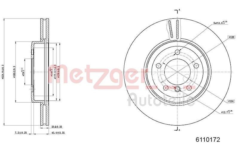 METZGER 6110172 Bremsscheibe Lack/Ks/Ms/Hc für BMW VA