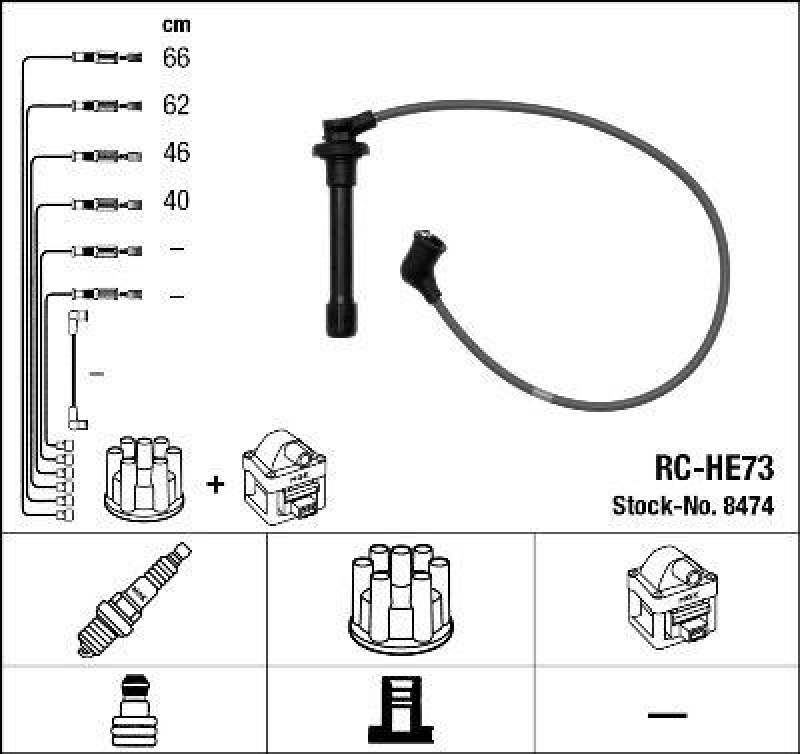 NGK 8474 Zündleitungssatz RC-HE73 |Zündkabel