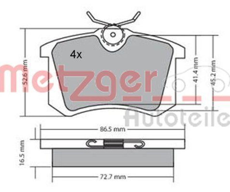 METZGER 1170039 Bremsbelagsatz, Scheibenbremse WVA 20 960