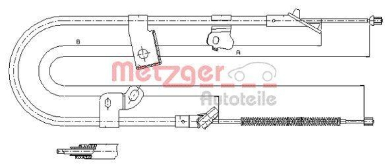 METZGER 17.1079 Seilzug, Feststellbremse für TOYOTA hinten rechts