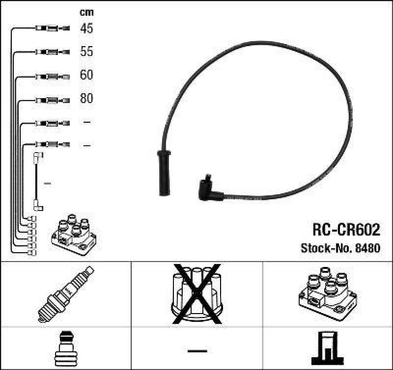 NGK 8480 Zündleitungssatz RC-CR602 |Zündkabel