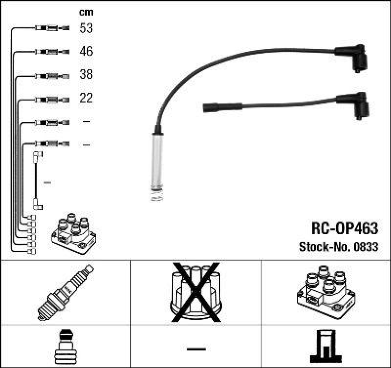 NGK 0833 Zündleitungssatz RC-OP463 |Zündkabel