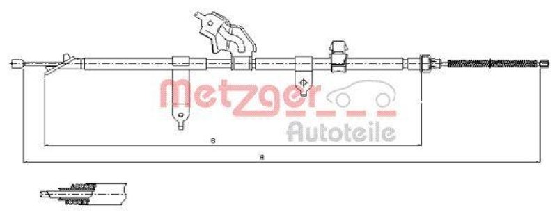 METZGER 17.1080 Seilzug, Feststellbremse für TOYOTA hinten links