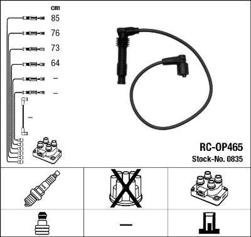 NGK 0835 Zündleitungssatz RC-OP465 |Zündkabel