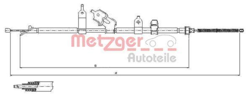 METZGER 17.1081 Seilzug, Feststellbremse für TOYOTA hinten rechts