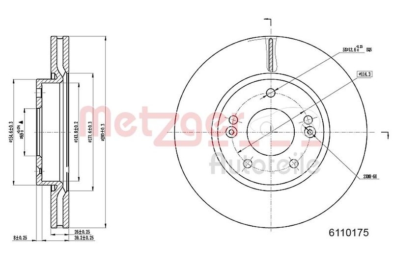 METZGER 6110175 Bremsscheibe Lack/Ks für HYUNDAI/KIA VA