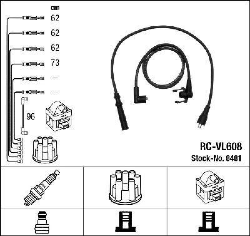 NGK 8481 Zündleitungssatz RC-VL608 |Zündkabel