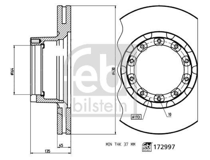 FEBI BILSTEIN 172997 Bremsscheibe für Sauer