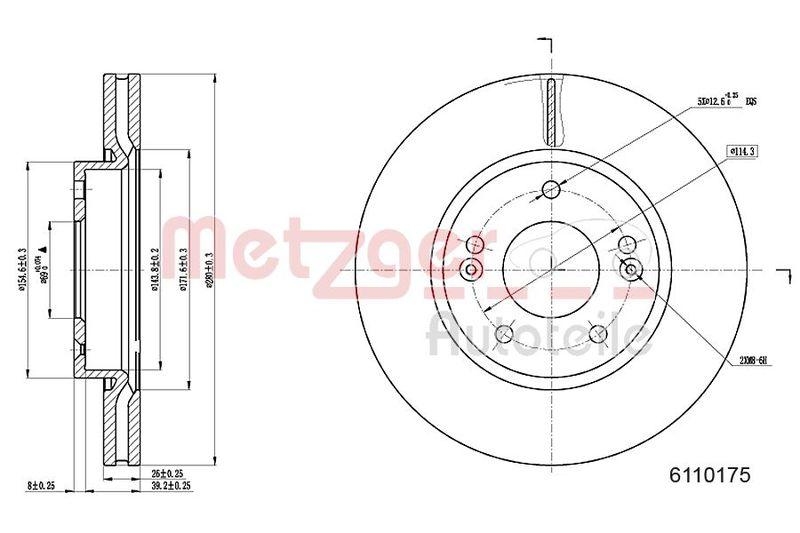 METZGER 6110175 Bremsscheibe Lack/Ks f&uuml;r HYUNDAI/KIA VA