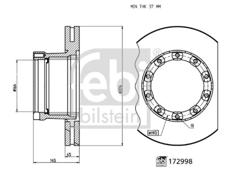 FEBI BILSTEIN 172998 Bremsscheibe für Sauer