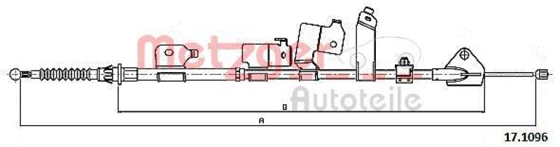 METZGER 17.1096 Seilzug, Feststellbremse für TOYOTA hinten links