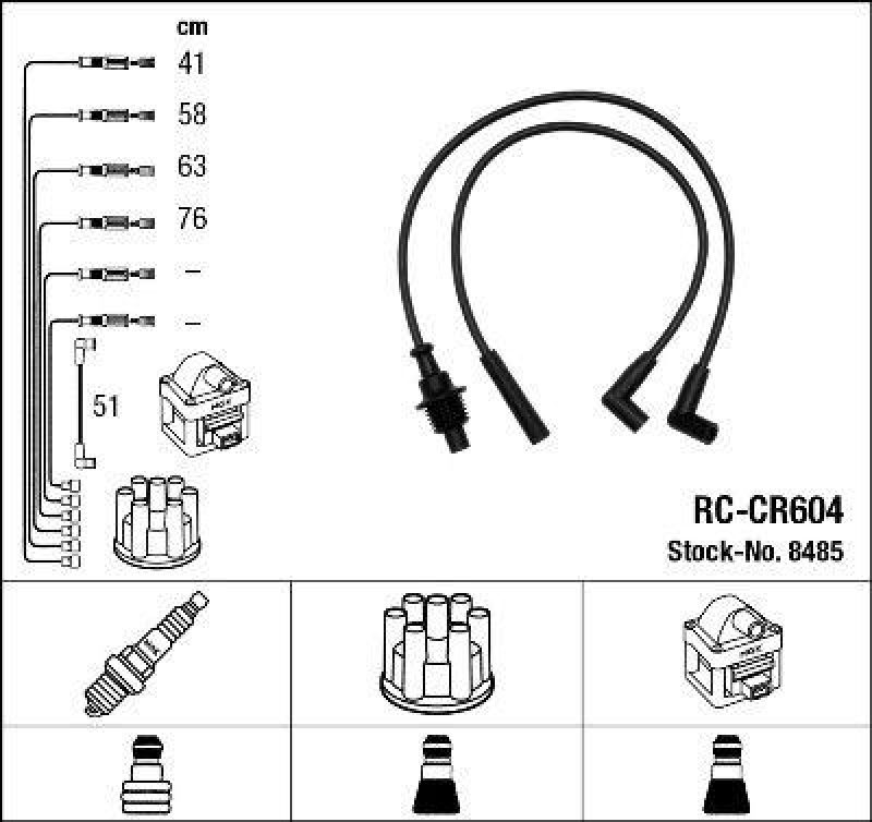 NGK 8485 Zündleitungssatz RC-CR604 |Zündkabel