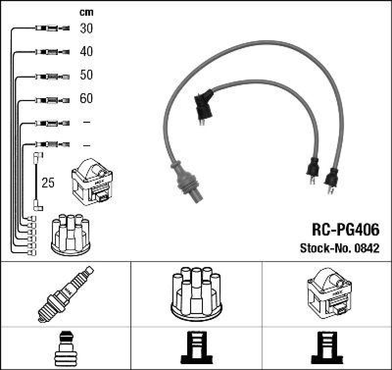 NGK 0842 Zündleitungssatz RC-PG406 |Zündkabel