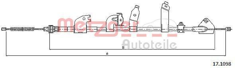 METZGER 17.1098 Seilzug, Feststellbremse für TOYOTA hinten links