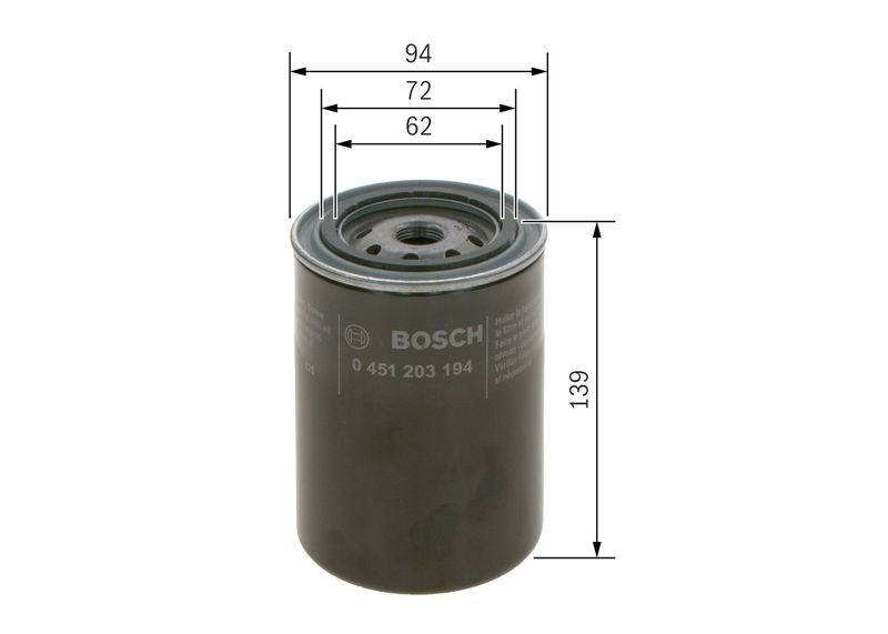 BOSCH 0 451 203 194 &Ouml;lfilter P3194 &Oslash; 93mm H&ouml;he 1394mm