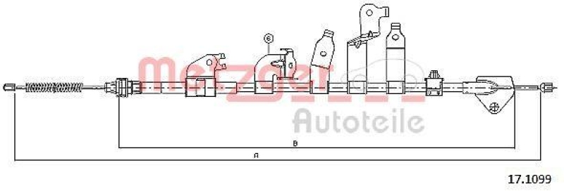 METZGER 17.1099 Seilzug, Feststellbremse für TOYOTA hinten rechts