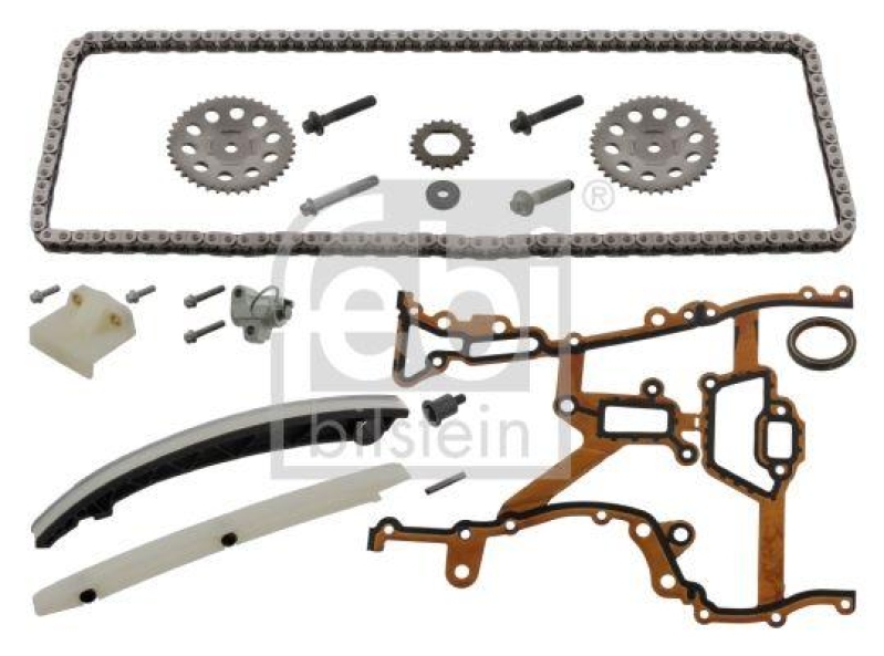 FEBI BILSTEIN 33082 Steuerkettensatz für Nockenwelle, mit Gleitschienen und Kettenspanner für Opel