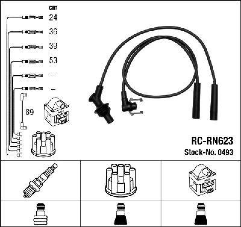 NGK 8493 Zündleitungssatz RC-RN623 |Zündkabel