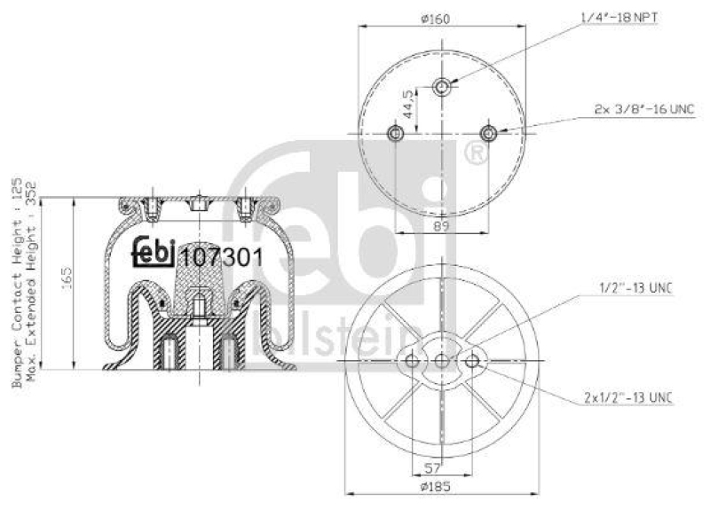 FEBI BILSTEIN 107301 Luftfederbalg mit Kunststoffkolben für Iveco