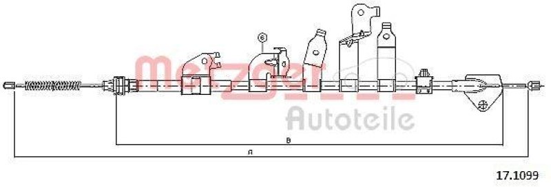 METZGER 17.1099 Seilzug, Feststellbremse f&uuml;r TOYOTA hinten rechts