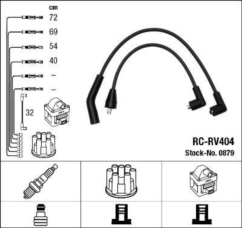 NGK 0879 Zündleitungssatz RC-RV404 |Zündkabel