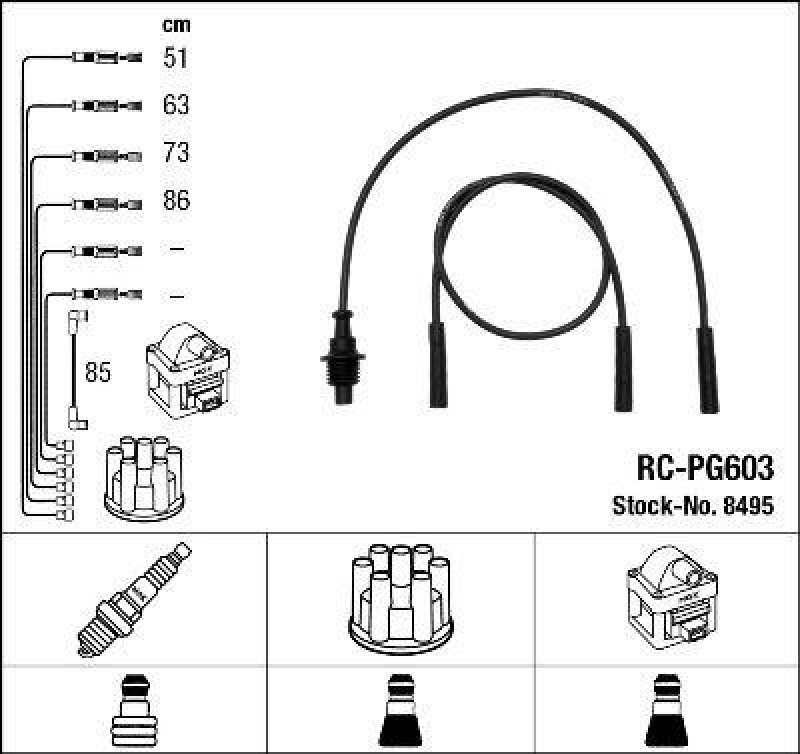 NGK 8495 Zündleitungssatz RC-PG603 |Zündkabel