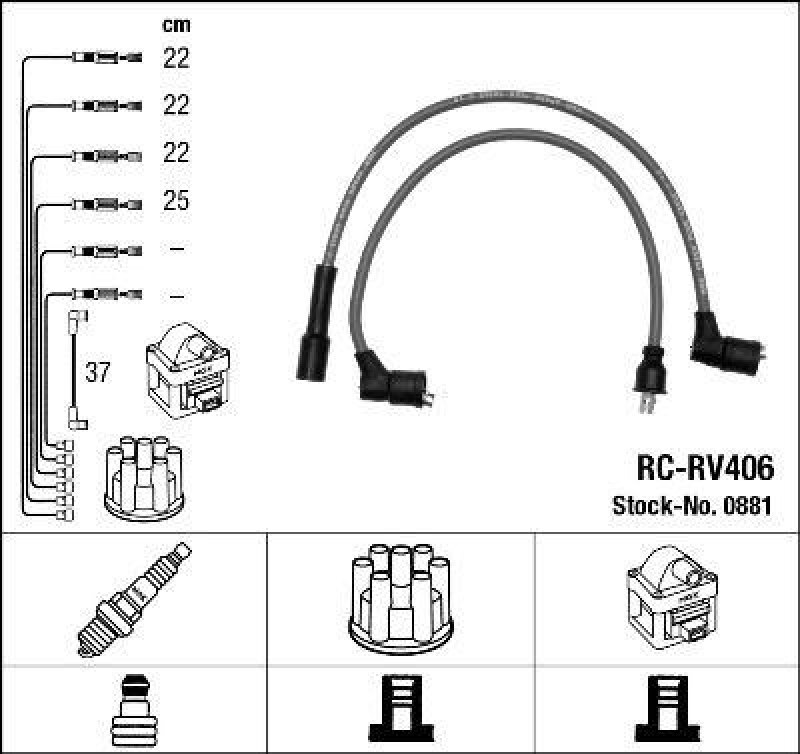 NGK 0881 Zündleitungssatz RC-RV406 |Zündkabel