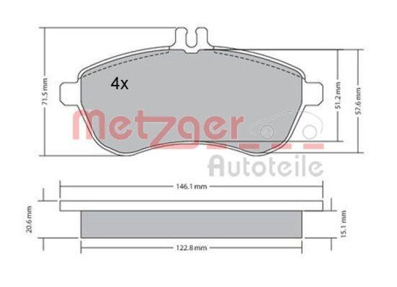 METZGER 1170046 Bremsbelagsatz, Scheibenbremse WVA 24 306