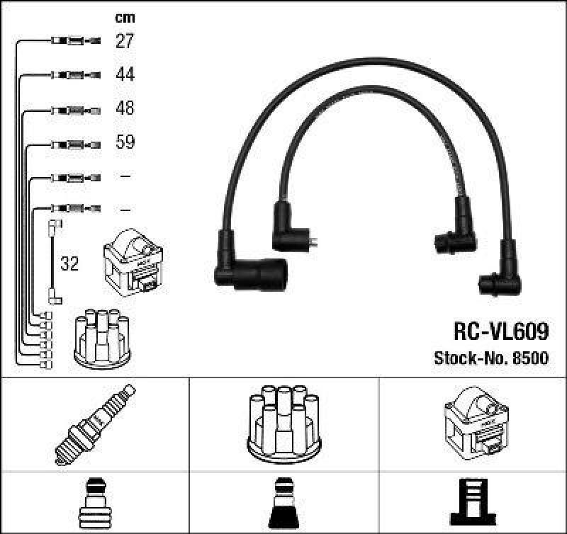 NGK 8500 Zündleitungssatz RC-VL609 |Zündkabel