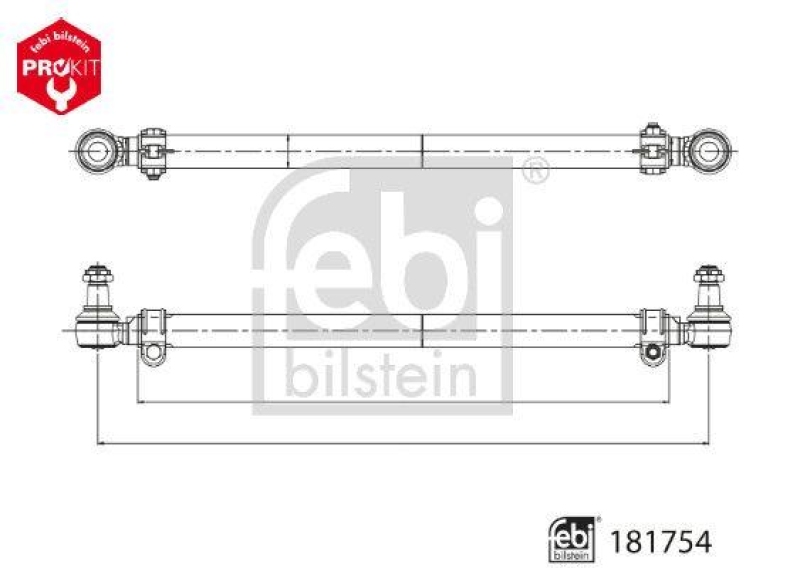 FEBI BILSTEIN 181754 Spurstange mit Kronenmuttern und Splinten für DAF