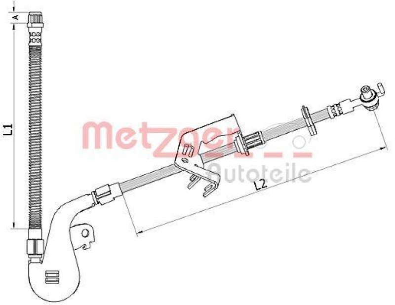 METZGER 4110927 Bremsschlauch für CITROEN/PEUGEOT VA links