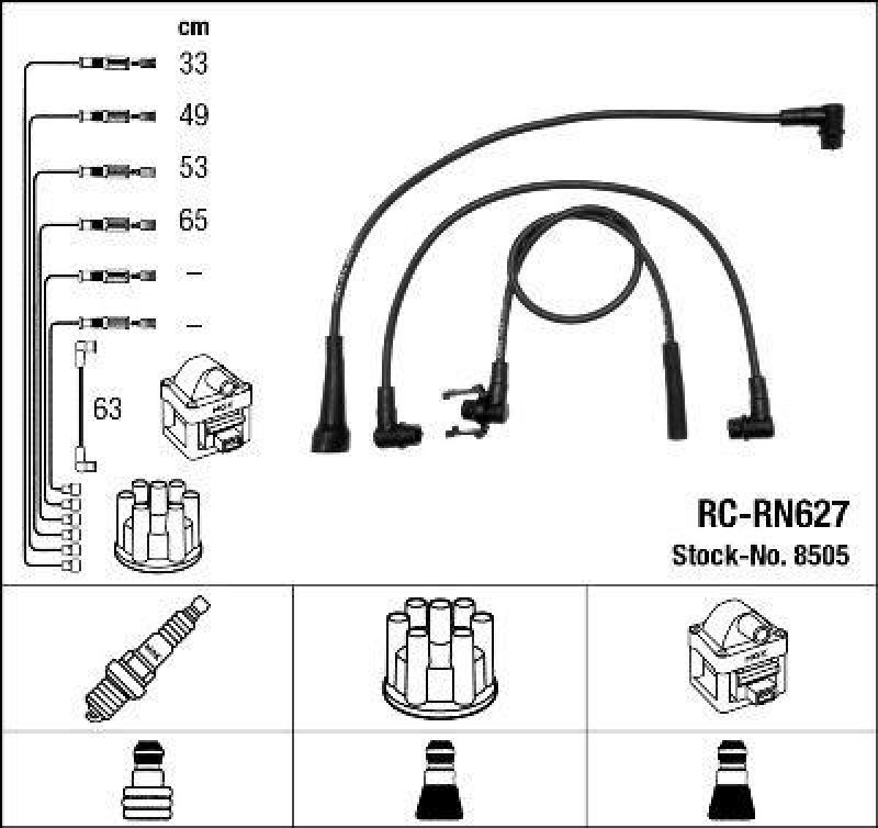 NGK 8505 Zündleitungssatz RC-RN627 |Zündkabel