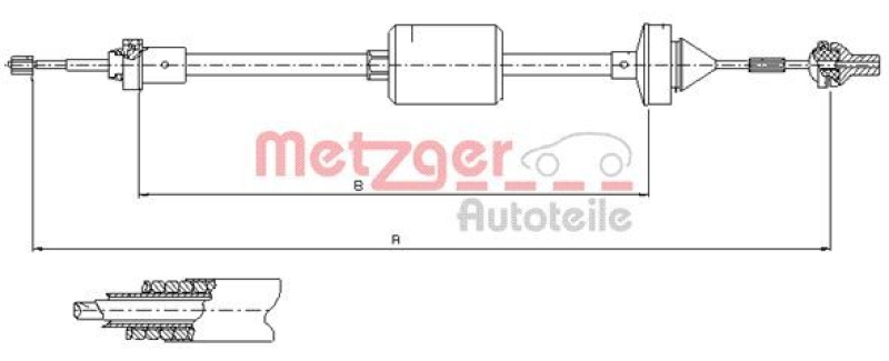 METZGER 10.2842 Seilzug, Kupplungsbetätigung für RENAULT