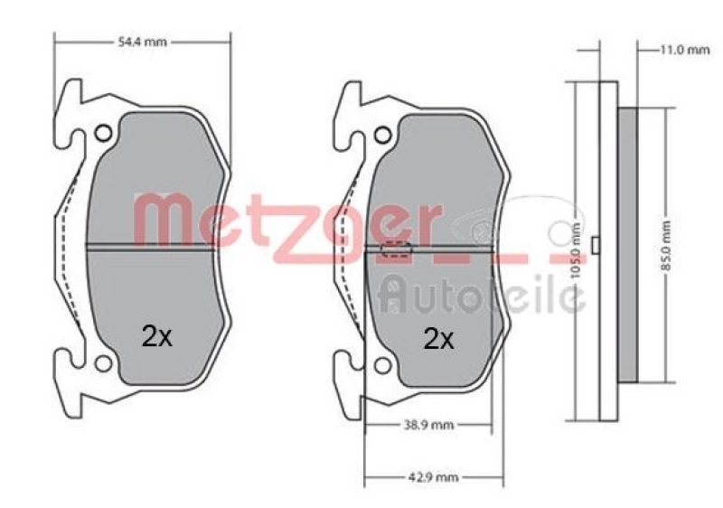 METZGER 1170050 Bremsbelagsatz, Scheibenbremse WVA 20 790