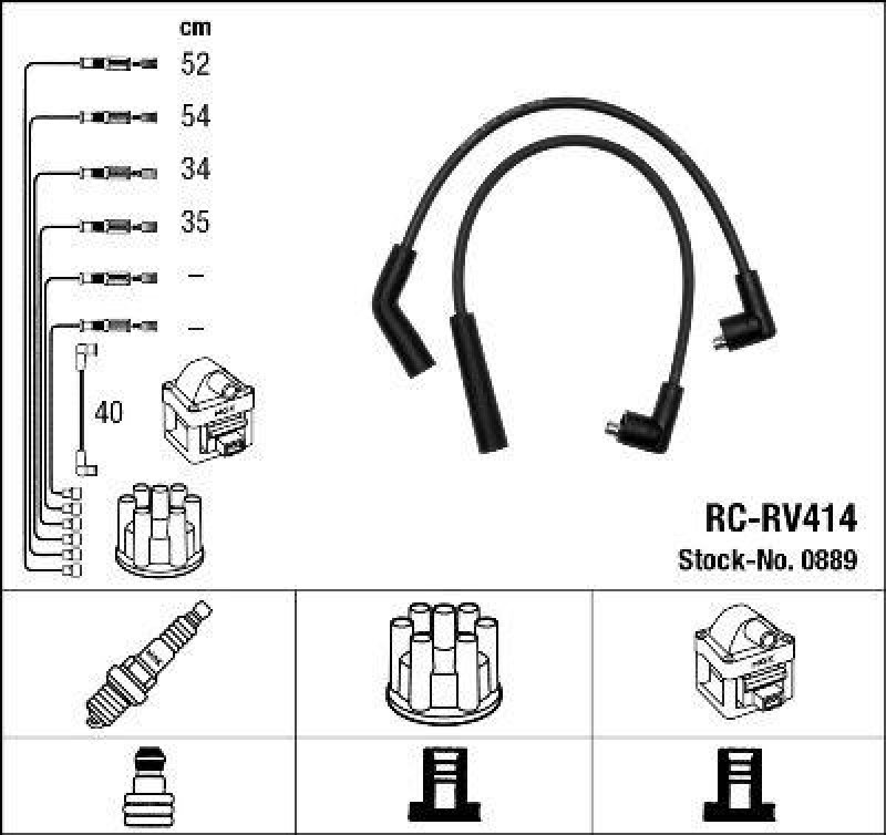 NGK 0889 Zündleitungssatz RC-RV414 |Zündkabel