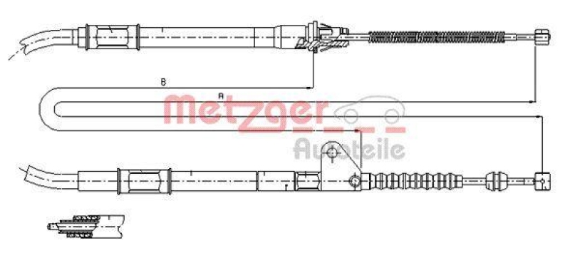 METZGER 17.1413 Seilzug, Feststellbremse für TOYOTA hinten links