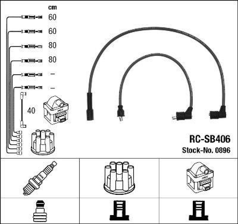 NGK 0896 Zündleitungssatz RC-SB406 |Zündkabel