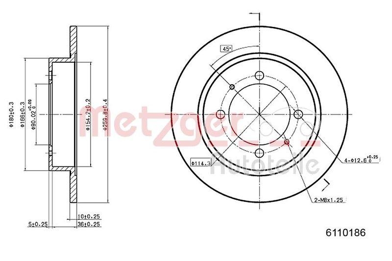 METZGER 6110186 Bremsscheibe Lack/Ks für VOLVO HA