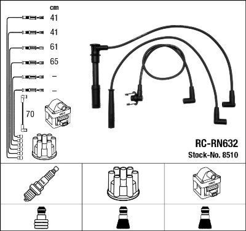 NGK 8510 Zündleitungssatz RC-RN632 |Zündkabel