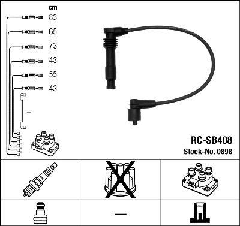 NGK 0898 Zündleitungssatz RC-SB408 |Zündkabel