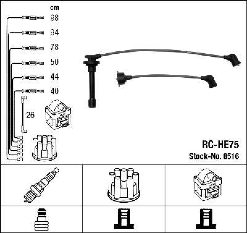 NGK 8516 Zündleitungssatz RC-HE75 |Zündkabel