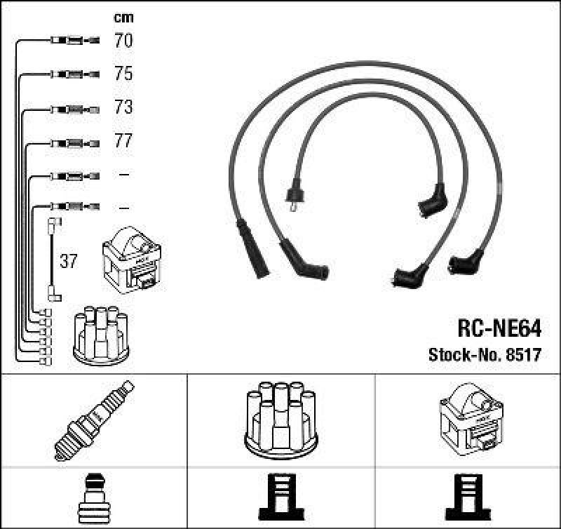 NGK 8517 Zündleitungssatz RC-NE64 |Zündkabel