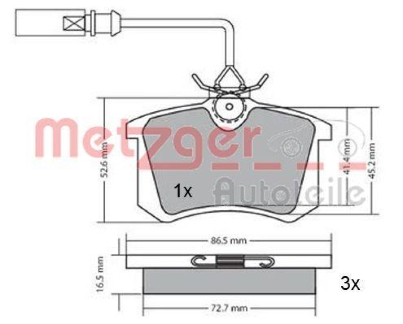 METZGER 1170054 Bremsbelagsatz, Scheibenbremse WVA 20 961