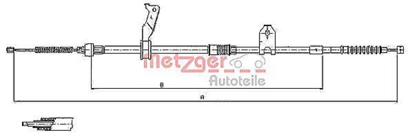 METZGER 17.1480 Seilzug, Feststellbremse für TOYOTA hinten links